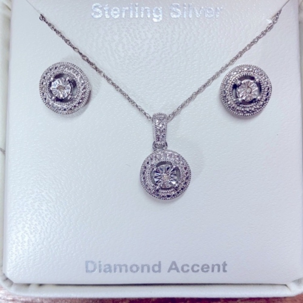 Elegant Sterling 925 Silver Necklace and Earring Set